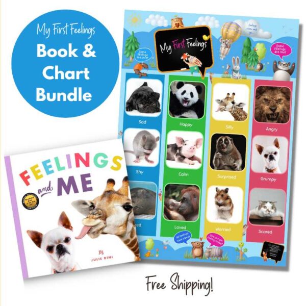 a feelings chart and book for kids side by side